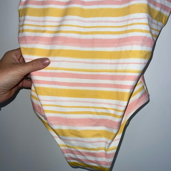 EBERJEY size 12 girls Striped Yellow and Pink Kids Swimsuit - Picture 3 of 11